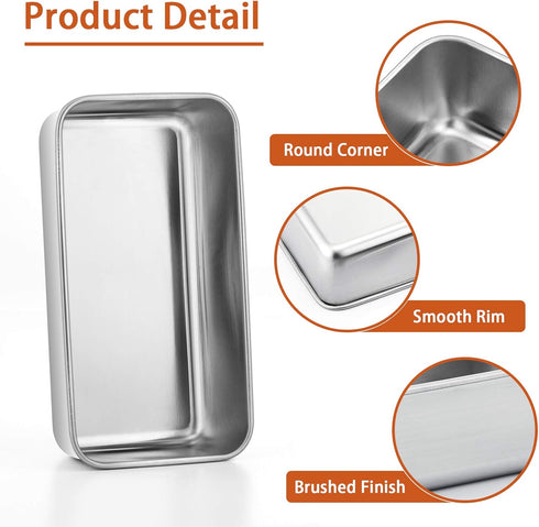 P&P CHEF 9 inch Loaf Pan, Stainless Steel Bread Baking Pan, Metal Bakeware For Bread Cake Toast Meatloaf Lasagna, Healthy & Non Toxic, Brushed Sur...