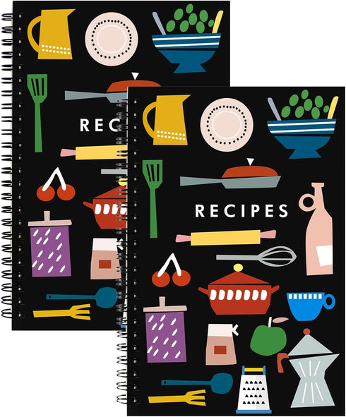 2 Pack 5.5" x 8.5" Recipe Book to Write in Your Own Recipes, Blank Recipe Notebook, Spiral Cookbook Recipe Journal Notebook Include 120 Recipes Pa...