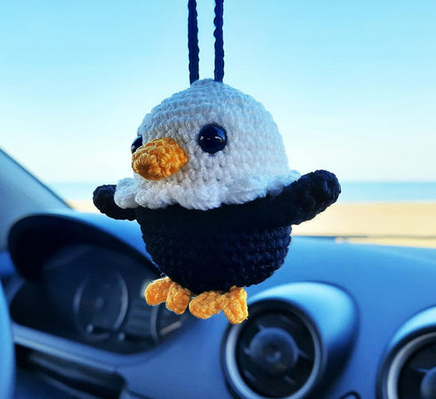 Handmade Baby Eagle, Crochet Car Rear View Mirror Holder, Hanging Accessories Ornaments Cute Rearview Mirror Charm....