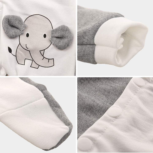 Miunana 13-15 Inch Baby Doll Clothes Elephant Pajamas Outfit 1pcs for New One Year Old 15 Inch Small Baby Doll Clothes Grey and White Doll Pajamas...
