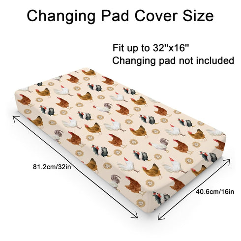 Farm Hens Roosters Changing Pad Covers Farmhouse Chicken Eggs Fitted Baby Changing Table Sheets for Boys Girls Watercolor Farm Birds Soft Breathab...