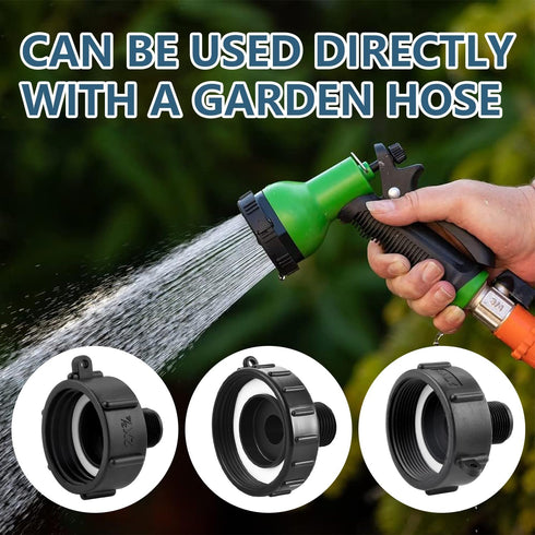 275 330 IBC Tote Adapter, Food Grade IBC Drain Adapter,Water Hose Male Adapter for Garden Hose,2" coarse Thread X Male 3/4" G Hose+2"Fine Thread+2...