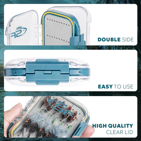 SF Small Waterproof Fly Box Double Sided Floating Fly Fishing Case Storage For Nymph Wet Dry Fly Flies Streamer Foam...
