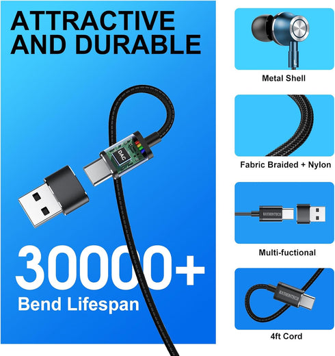 USB C Wired Earbuds, in Ear Earphones USB Type C Headphones for Laptop with Microphone, Magnetic Noise Canceling Headset Compatible for PC iPad Pr...