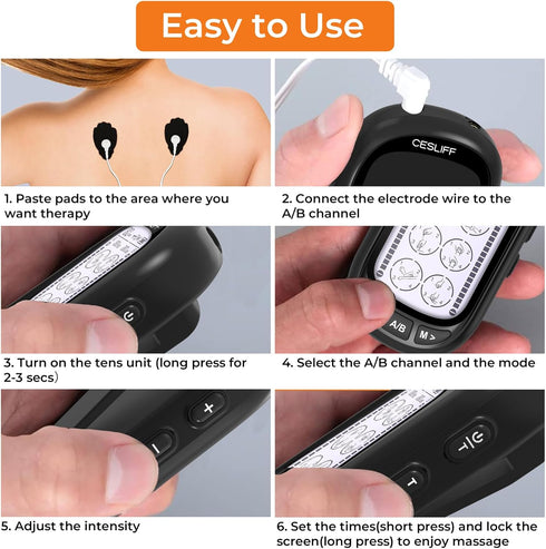 Dual Channel TENS EMS Unit Large Screen 24 Modes 36 Levels Intensity Muscle Stimulator, Rechargeable Electric Pulse Massager TENS Machine for Lowe...