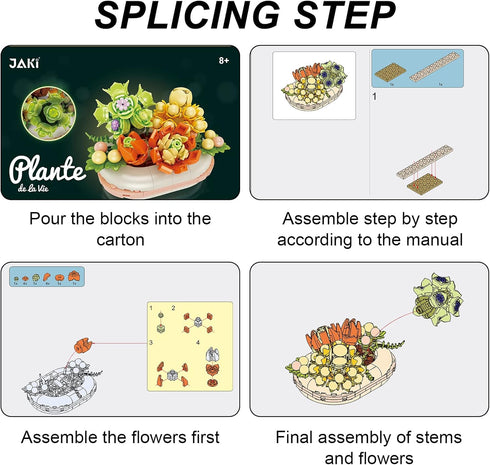 Mini Bloomscape DIY Succulent Building Kit - Create Your Botanical Oasis with 389PCS Construction Blocks (Not Compatible with Lego Set)...