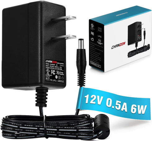 Chanzon 12V 0.5A 6W Power Supply AC DC Switching Adapter, 12 Volt .5a AC/DC Wall Wart Converter Transformer, 100-240v 50 60HZ Input with 12vdc 500...