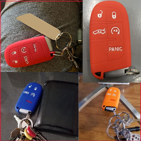 Silicone 5 Buttons Smart Key Fob Remote Cover Case Keyless Entry Protector Bag for Jeep Grand Cherokee Dodge Challenger Charger Dart Durango Journ...