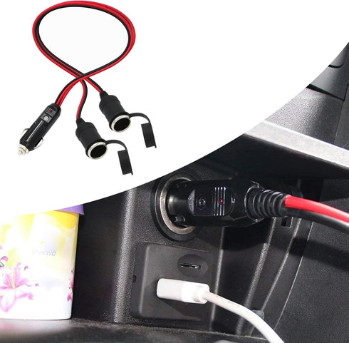 Pack-1 Car Cigarette Lighter Extension Cord, 11.8" PVC Splitter Y Adapter, Power Charger Port, 16AWG Automotive Socket Extension Cable, Universal ...