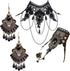 Black Choker Lace Necklace with Bracelet and Earrings Set - Punk Party Gothic Vintage Accessories for Women...