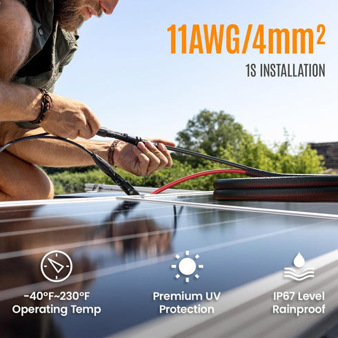 Solar to XT60 Extension Cable XT60 Adapter Connector 10Ft 12AWG Solar Cable with Sheath Extension IP67 Solar Connector to XT60 Adapter Cable for S...