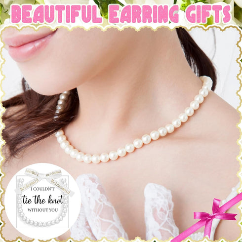 8 Set Bridesmaid Necklaces Women Pearl Necklaces Wedding Bridesmaid Proposal Gifts I Couldn't Tie a Knot Without You Wedding Brides Bridesmaids Je...