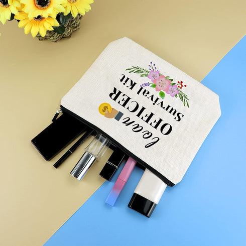 Loan Officer Gift Makeup Bags Lender Gift Cosmetic Bag Mortgage Consultant Gift Banker Gifts Thank You Retirement Gifts for Women Friends Bank Cow...