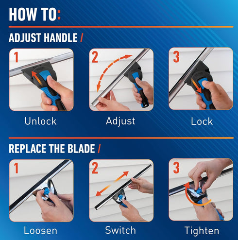 Unger Professional 18” Swivel Window & Glass Cleaning Squeegee with EZ Change - Cleaning Supplies, Squeegee for Window Cleaning, Streak Free Resul...