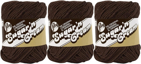 Bulk Buy: Lily Sugar 'n Cream Solids 100% Cotton Yarn (3-Pack) (Warm Brown #1130)...