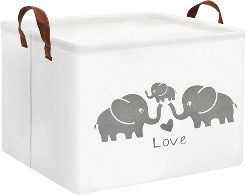 HIYAGON Baby Basket - Cute Elephant Toy Storage Bin Organizer Box Gift Basket for Boys and Girls (Love Elephants)...