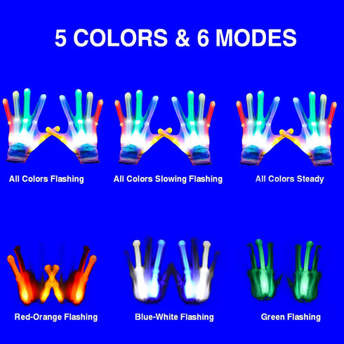 LED Gloves,LED Finger Gloves,Finger Light Gloves,LED Gloves for Kids Gifts,The Toys for 3-8 Year Old Boys Girls,Light Up Gloves have 5 Color/6 Mod...