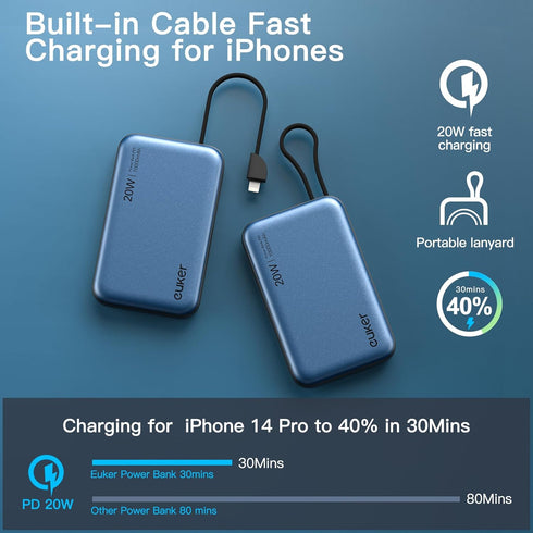 Portable Charger, 10000mAh 20W PD Fast Charging High-Capacity External Wireless Magnetic Power Bank, USB-C/A in&Out Battery Pack for iPhone 14/13/...