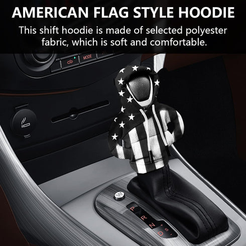 Car Gear Shift Knob Hoodie, American US Flag Mini Sweater Gear Lever Cover, Cute Funny Vehicle Protector Decoration Accessories, Universal for Mos...