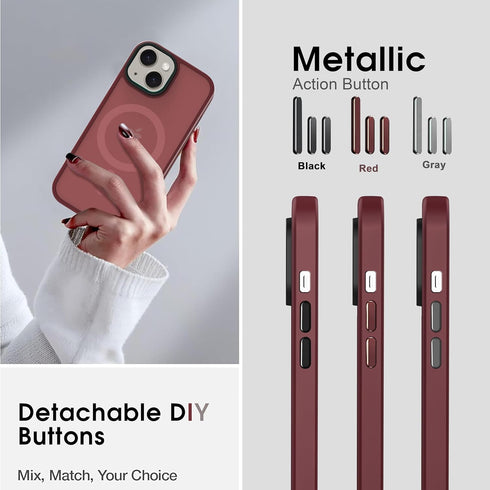 for iPhone 15 Plus Case 6.7” - Matte Maroon for iPhone 15 Plus Phone Cases, Strong Magnetic Compatible with MagSafe, Military Grade Drop Protectio...