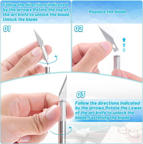 Anezus Exacto Knife Hobby Cutter with A4 Self Healing Cutting Mat Hobby Knife Set with 30 PCS Exacto Blades Precision Art Knife for Crafts Paper S...