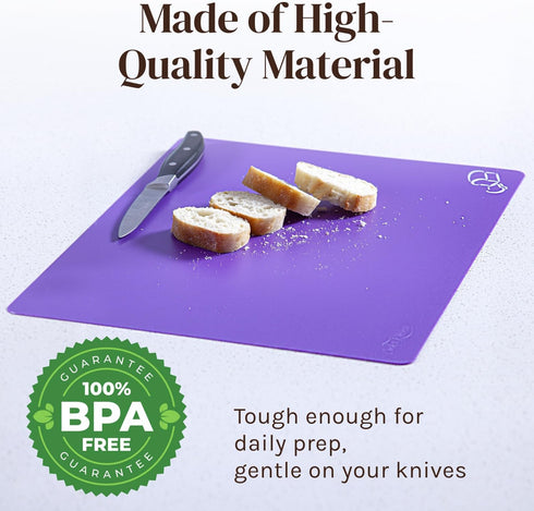 Extra Thick Flexible Plastic Cutting Board Mats with Food Icons & EZ-Grip Waffle Back, (Set of 6) Dishwasher Safe Vibrant...