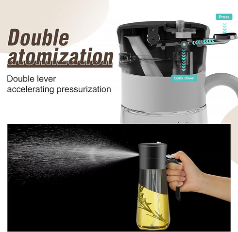 Glass Olive Oil Dispenser Bottle & Oil Sprayer Bottle 2 In 1 for Kitchen Cooking, Auto Flip Cap, 18oz Black...