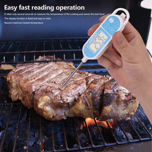 KT800 IPx7 Waterproof Meat Thermometer Digital Instant Read Food Thermometer with MinMax Hold Function, 1 Pack, Blue...