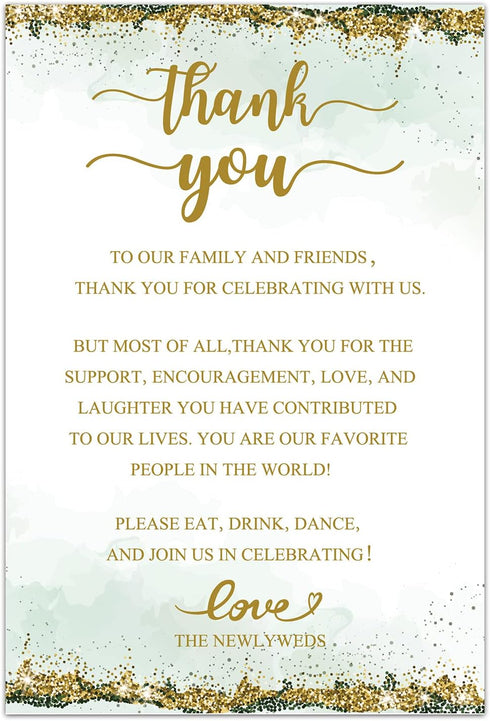 TENTADO 50 Wedding Thank You Place Cards, Thank You Table Sign, Wedding Reception Thank You Cards, Perfect for Table Centerpieces and Wedding Deco...