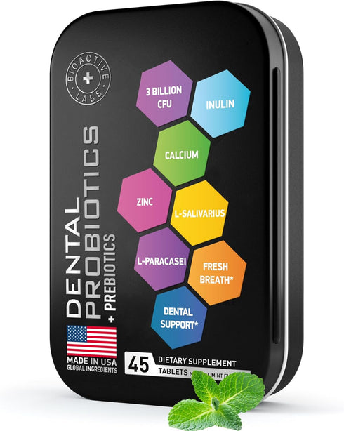 Dental Probiotics for Teeth and Gums - Best Oral Probiotic for Teeth, Gums and Bad Breath - Lactobacillus Salivarius Probiotic and Prebiotic Blend...