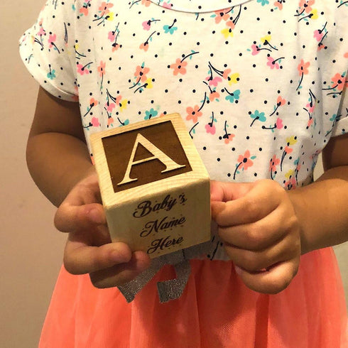 Glitzby Baptism - Christening - Dedication Keepsake - Personalized Baby Block Baptizm Gift Custom Engraved Wooden Baby Block for Boy & for Girl ke...