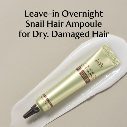 LA'DOR Snail Sleeping Hair Ampoule Serum - Intensive Overnight Leave-In Mask - Treatment for Frizzy Dry Damaged Thinning Hair Korean Haircare LADO...