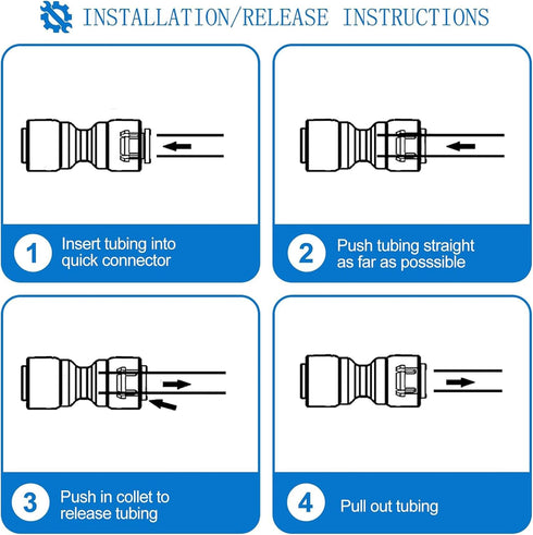 3/8" O.D.Quick Connect Fittings,Food Grade 3/8" Push to Connect Fittings,3/8" Water Line Fittings for RO(Reverse Osmosis) Systems(Ball Valve+T+Uni...