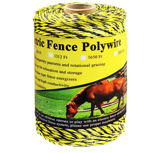 330 Feet Electric Fence Polywire, 100 Meters 1/8" Diameter Portable Electric Fencing Poly Wire Rope Line 6 Steel Strands for Reliable Conductivity...