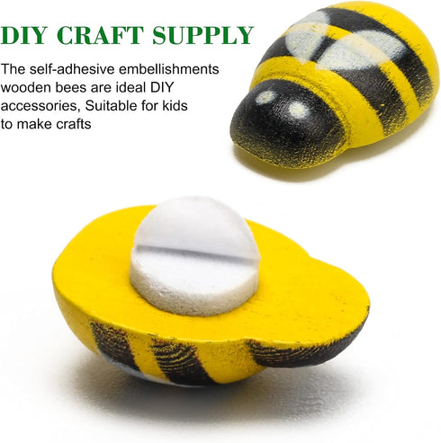 150PCS Tiny Bees Craft, 3 Size Self-Adhesive Embellishments Painted Small Bees Wood Bumble Bee Stickers for Scrapbooking Decoration and DIY Craft ...
