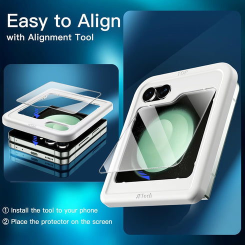 JETech Front Screen Protector for Samsung Galaxy Z Flip 6, Tempered Glass Film with Easy Installation Tool, Case-Friendly, HD Clear, 3-Pack...