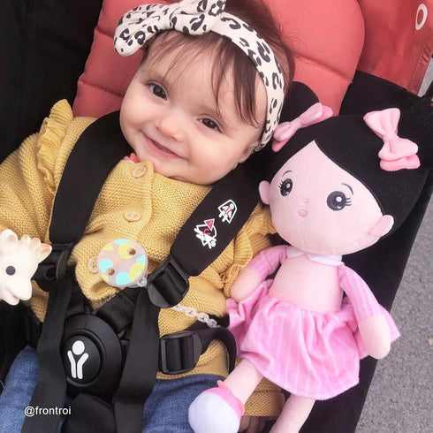 OUOZZZ Soft Baby Doll for Girls - My First Baby Doll Birthday Gifts for Girls Plush Rag Dolls Asian Doll Black Hair Pink Dress Toy for Toddlers Ki...