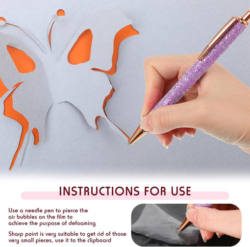 Epakh 3 Pieces Weeding Pen Vinyl Pen Pin Weeding Tool Retractable Pin Pen Fine Point Weeding Pin Pen Glitter Metal Vinyl Air Release Installation ...