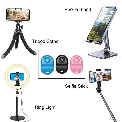 Wireless Smartphone Camera Remote Control (2 Pack) for Photos & Videos, Bluetooth Remote Shutter for iPhone/Android/iPad/Tablets with Adjustable W...