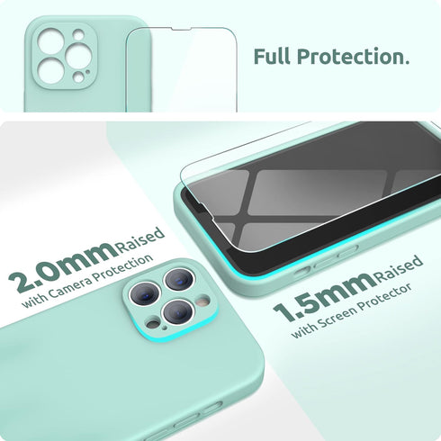 SURPHY Compatible with iPhone 13 Pro Case with Screen Protector, (Camera Protection + Soft Microfiber Lining) Liquid Silicone Phone Case 6.1 inch ...