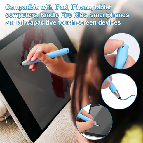 2pcs Kid-Friendly Stylus Pens for Touch Screens, Capacitive Stylus Pen with Spring Cord, Kid Tablet Stylus Pen Children's Crayon Stylus Pen for To...