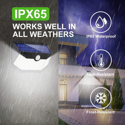 HMCITY Solar Lights Outdoor 120 LED with Lights Reflector and 3 Lighting Modes, Motion Sensor Wall Lights,IP65 Waterproof Solar Powered for Garden...