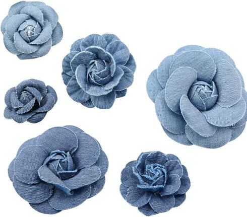 YXQ 6Pcs Fabric Flower 3 Sizes Denim Flowers Decoration DIY Crafts...