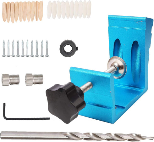 blue Jig Accessories,Pocket Hole Jig Kit 46pcs,Woodwork Guides Joint Angle Tool Carpentry Locator (Blue)...