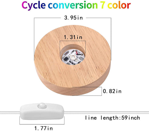 YAKAMOZ 2Pcs Round Wooden LED Lights Display Base for Laser Glass Resin Art(it did not Come with a Control to Change The Lights)...