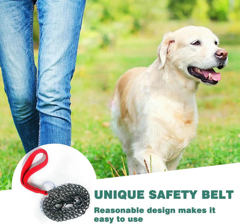 Chain Dog Leashes for Large Dogs Heavy Duty Non-chewable Dog Leash 8.2 FT Metal Dog Leash Dog Chain with Padded Handle Leash for Dog for Large & M...