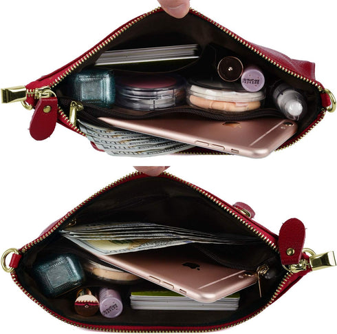 YALUXE Genuine Leather Wristlet Handbags Purses Cell Phone Pocket Clutch Wallet Crossbody Bags for Women...