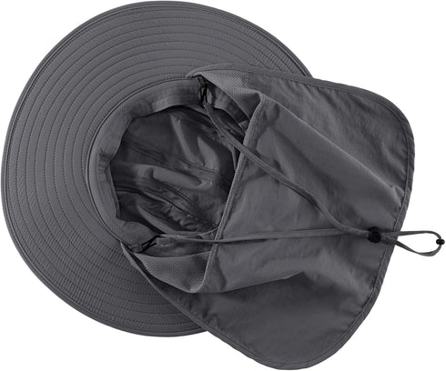 Home Prefer UPF 50+ Mens Wide Brim Fishing Hat with Neck Flap Sun Hat for Men Women Sun Protection Cap...