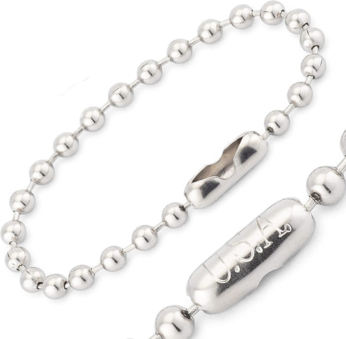 4.5” Beaded Ball Keychains (100 Pack) Stainless Steel (SS) Bead Size #6 Tag Chains USA Made...