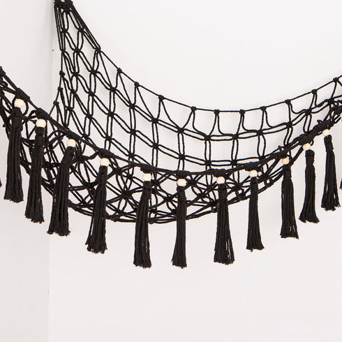 Stuffed Animal Toy Hammock Hanging- Macrame Toy Hammock with Tassels-Stuff Animals Organizer Storage Boho Large Corner Plush Toys Net Holder for N...